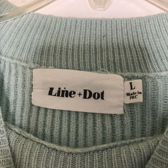 Line & Dot Balloon Sleeve Mint Pullover Sweater - Picture 4 of 6